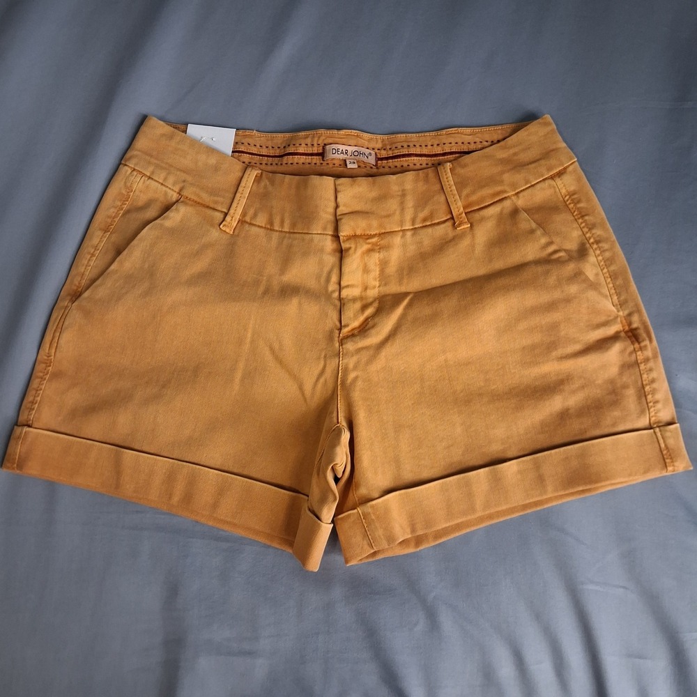 Dear John American Classic Mustard Yellow Cuffed Chino Shorts SZ 29 NWT casual